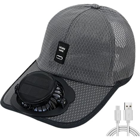 Gorra de béisbol con ventilador solar, sombrero para el sol con 3 velocidades de viento, protección UV de verano para hombres, pesca, senderismo, playa (1/5)