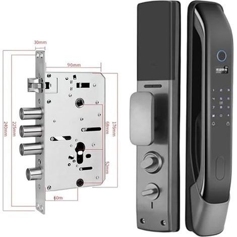 Serrure de porte intelligente Serrures Électroniques À Mot De Passe Numérique, Déverrouilla Automatique À Distance Par Application, Serrure De Porte Intellinte À Empreintes Digitales Avec Caméra ( Col (1/5)