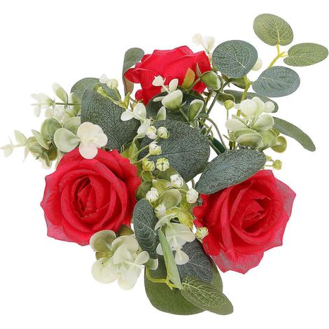 Couronne de bougies en forme de fleur rouge, rose artificielle, lot de 2, pour les fêtes (1/5)