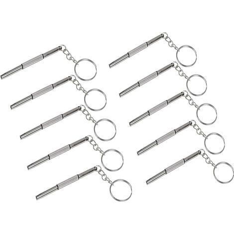 Kit de réparation de lunettes et de montres avec tournevis de précision (10 pièces), mini tournevis multifonction 3 en 1 et porte-clés inclus. (1/5)