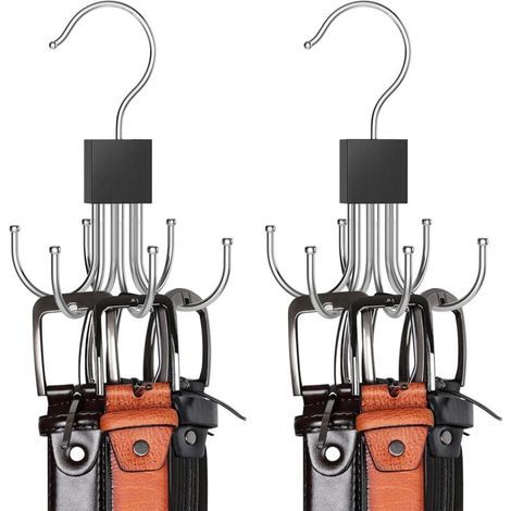 BUNTHAUS CSPARKV Porte Ceinture pour Placard, Lot De 2 Rotatifs à 360 °Porte Cravate, Gain De Place, Rangement Ceinture, Porte Cravate, Capacité Maximale De 32 Ceintures,Porte-écharpes, Porte-Sacs Mul (1/5)