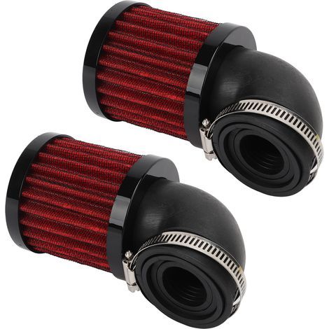 Universal 28-48mm motorcycle air filter for 50cc, 70cc, 90cc, and 125cc mopeds, scooters, ATVs, dirt bikes (black and red)