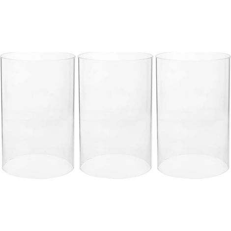 3pièces Bougeoirs Cylindriques Verre Transparent Tubes Ouverts pour Centres de Table Mariage Protège-Gouttes Coupe-Vent pour Bougies (1/5)