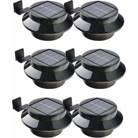 Lot de 6 lampes LED à énergie solaire pour gouttière, clôture, toit, gouttière, jardin, cour, mur, noir (1/4)