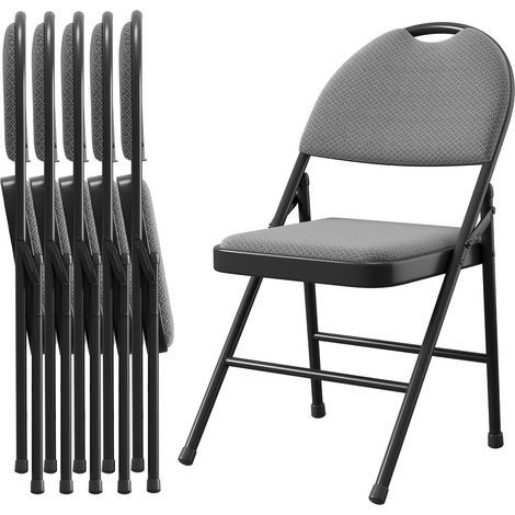 Lot De 6 Chaises Pliantes Rembourrées, Chaise De Cuisine avec Structure Métallique Robuste, Légère Et Portable, Idéale Bureau, Salle à Manger, Mariage, Camping (1/5)