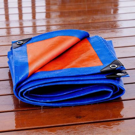 CCYKXAWaterproof Tarpaulin 200x200cm, Tear-Resistant, Waterproof Tarpaulin with Eyelets, Thick and Durable for Wood, Garden, Cars, Swimming Pools, Blue (1/5)
