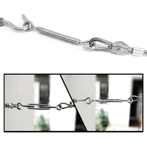 M6 Adjustable Tensioner Cable Tensioner Stainless Steel 304 Hook and Eye for Wire Tensioner Cable Steel Rope Hook Tensioner Accessories (1/4)