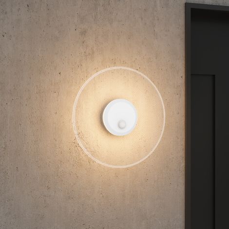doporro Wandlampe Wandleuchte aussen LED 3000K rund Außenwandleuchte Bewegungsmelder für den Außenbereich ⌀30cm  Sandweiß LunaLights (1/5)