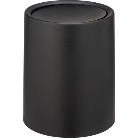 Wenko – Poubelle de salle de bain à couvercle basculant 6 l – Plastique PP noir – Dimensions 21 x 25,5 cm – Sac poubelle invisible (1/6)