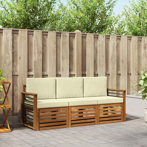 Sofagarnituren 3 pcs Natur und Creme Massivholz Akazie