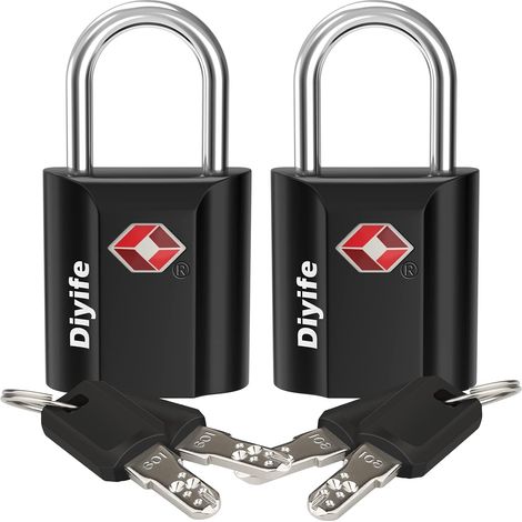 Cadenas Valise à Clé, Cadenas Valise Avion, 2 Pack, Noir 4 Clés, Mini Serrure de Voyage, Cadenas de Sécurité pour Valise, Sacoche de Bagage (1/5)