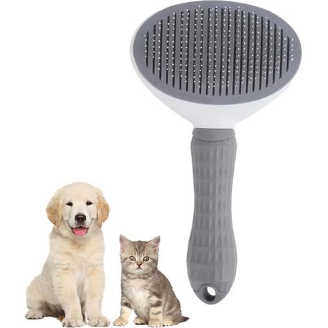 Brosse pour chat - Peigne anti-poils de chat - Peigne pour animaux - Brosse pour enlever les poils morts - Gris - Aiguilles en acier ABS/TPR (1/5)