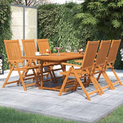 Ensemble à manger de jardin 7 pcs-Salon de jardin Bois d'acacia massif 150-200 cm (1/5)