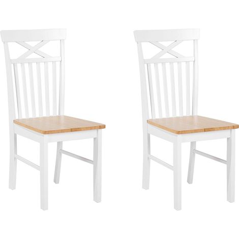 Set of 2 Dining Chairs HOUSTON Wood White (1/5)