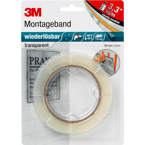 Cinta adhesiva de doble cara transparente 3M 5 m x 19 mm