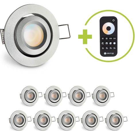 Einbaustrahler Mini schwenkbar Matera 3W CCT IP44 - Farbe: silber - Anzahl: 10x
