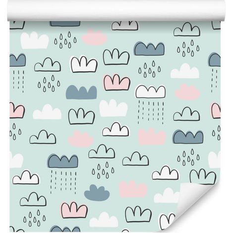 Papier peint Nuages de pluie colorés pour salon et chambre 50x1000 cm (1/5)