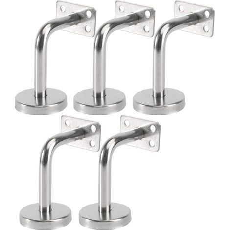 Lot de 5 Support Main Courante Inox - Murale Supports de Main Courante pour Escalier Exterieur Intérieur, Rampe Escalier Bois, Rail D'escalier (6x8x5cm/2.7x3.1x2.0in) (1/5)