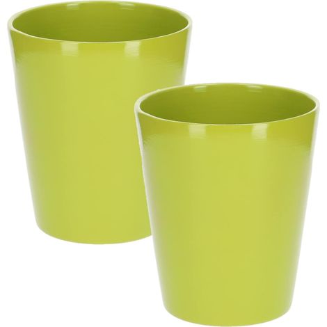 KOTARBAU Lot de 2 pots de fleurs en céramique pour orchidées Hauteur 150 mm Diamètre 120 mm Vert (1/5)
