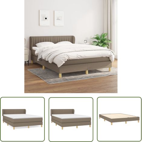 The Living Store Boxspringbett mit Matratze Taupe 140x200 cm Stoff - Boxspringbett - Doppelbett - Lattenrost - Bettrahmen - Matratze (1/5)