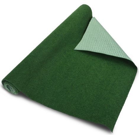 Rasenteppich mit Drainage Noppen - 200 x 100 cm - Outdoor Kunstrasen Matte in grün wetterfest - Balkonteppich Rollrasen Gras Teppich künstlich