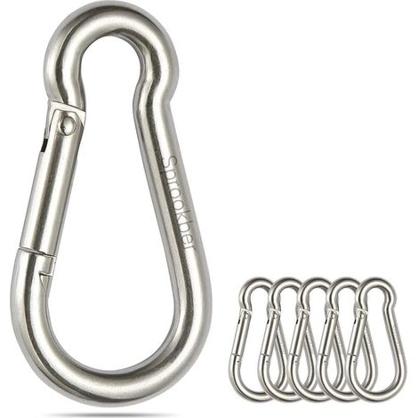 Mousqueton INOX à Ressort Acier - Clips Acier 304 Inoxydable pour des Attachements Sécurisés, Lot de 6 (1/4)