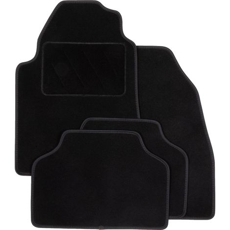 DBS - Tapis de Voiture Manchester - Universel - Ganse textile noire - Antidérapant - 4 Pièces : Avant + Arrière - Tapis de sol Automobile - Haute Qualité (1/4)
