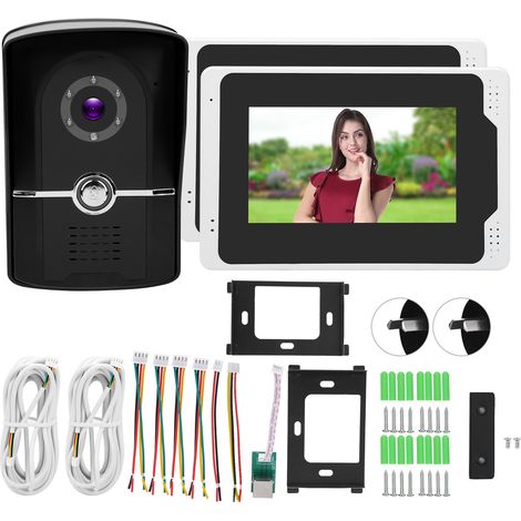 Sonnette vidéo WiFi 1080P, écran TFT LCD 7 pouces, 2 moniteurs, angle large 110°, étanche, vision nocturne, 100‑240V AU (1/5)