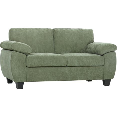 HOMCOM 2 Seater Sofa, Chenille Small Sofa with Spring Cushions, Dark Green