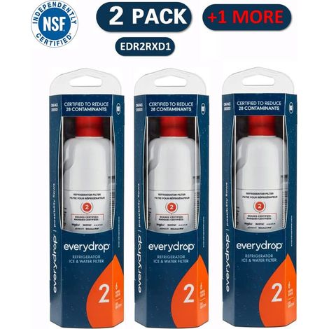 Lot de 3 filtres à eau pour réfrigérateur – Compatible Everydrop EDR2RXD1 – Réduction 99% plomb – Filtration 28 contaminants (1/4)