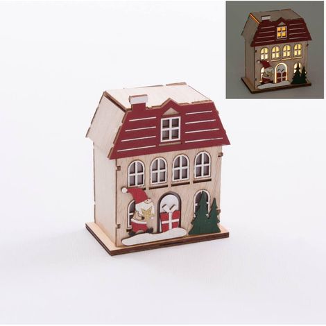 Cassetta rossa in compensato con led, 10X5H12 cm (kit da 3) (1/2)