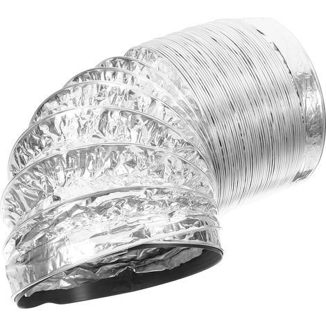 Tuyau D'échappement Flexible en Aluminium Argenté 100 Mm, 1,5 M, Conduit D'évacuation pour Sèche-linge et Ventilation, Adapté pour Salles de Bains et Camping en Extérieur (1/5)