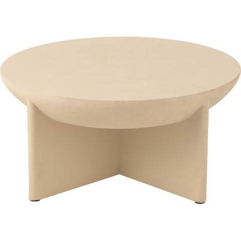 Table basse ronde 90x90x42 cm en manguier beige - RAZI (1/5)