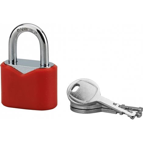 Cadenas à clé, intérieur, ovale, 30mm, gainé PVC, anse acier cémenté, 3 clés - SP
