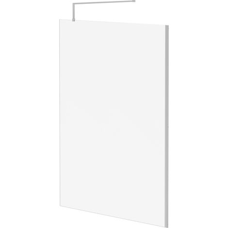 Pacco 8mm Clear Glass Polished Chrome 1850mm x 1400mm Walk In Shower Screen including Wall Channel and Support Bar (1/5)