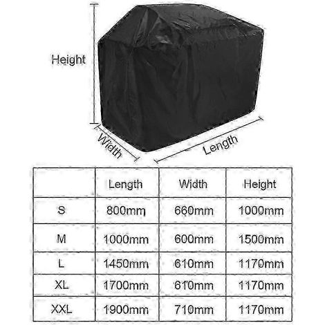 Housse anti-poussière pour barbecue, compatible avec plusieurs modèles, résistante et imperméable, couleur noir ox, compatible avec les grilles de protection en tissu. (1/4)