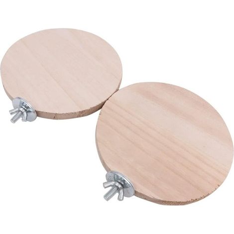 Lot de 2 Supports de Plate-Forme pour Oiseaux, tremplin en Bois Naturel, Plateau Rond en Bois pour Perroquet, Plate-Forme en Bois, Support, Costume, Cage, Accessoires, Exercice