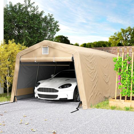 Tente garage carport 6,2x3,3x2,4m, acier galvanisé, PE 150g/m² imperméable anti-UV (1/5)