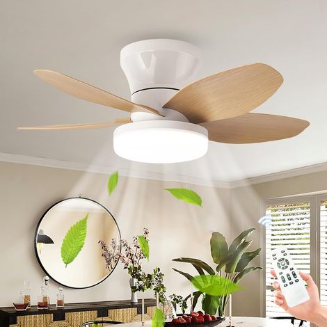 Ventilateur de plafond avec éclairage LED, moteur DC silencieux, télécommande, 6 vitesses, lumière dimmable 3 températures, fonction été/hiver, minuterie, pour salon, chambre, cuisine – 65 cm (1/5)