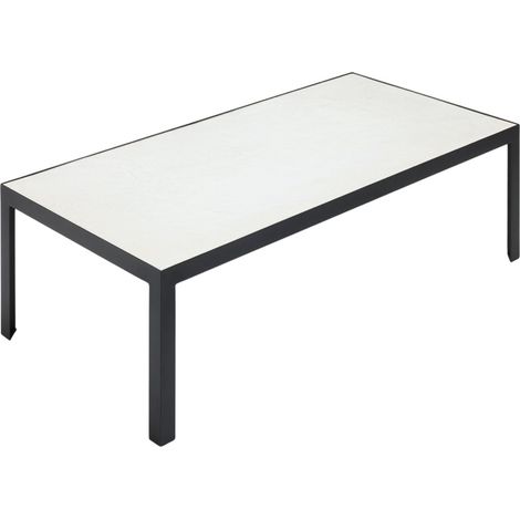 Table basse en Plateau en enduit effet béton et piètement métal noir ORELIA (1/4)