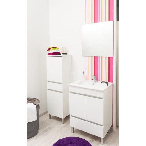 ONDEE ZEN - Meuble de salle de bain à poser LANCELO - 80cm - Blanc - Laqué  - Livré monté — vue 4