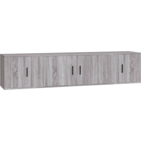 Ensemble de meubles armoire buffet TV télévision salon chambre séjour 3 pièces sonoma bois d'ingénierie gris