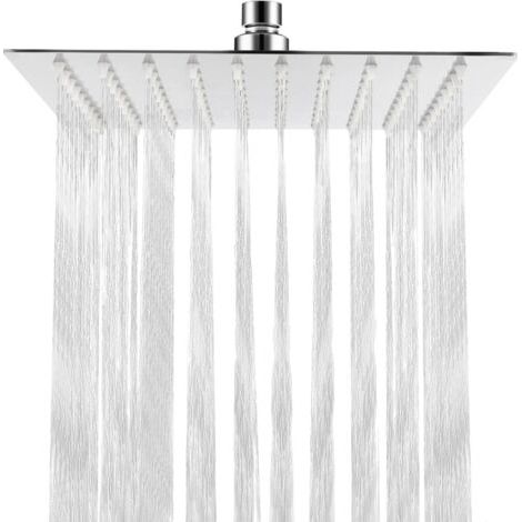 Pair - Pommeau de douche à effet pluie carré, pommeau de douche à jet supérieur de 8 pouces, pommeau de douche de salle de bain ultra fin et puissant à haute pression en acier inoxydable 304 (1/5)