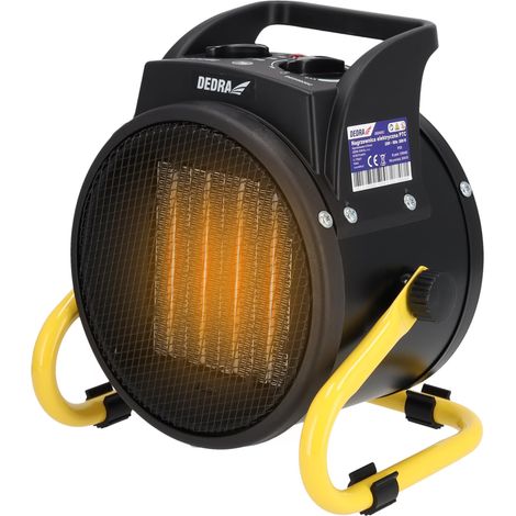 Chauffage céramique PTC 2000 W, aérotherme électrique rond noir, chauffage d’appoint soufflant portable avec thermostat réglable pour maison, bureau, garage ou atelier (1/5)