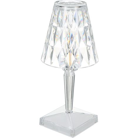 Lampe de table diamant en acrylique avec contrôle tactile 3 couleurs de lumière, luminosité réglable Lampe de chevet en cristal, rechargeable par USB (1/5)