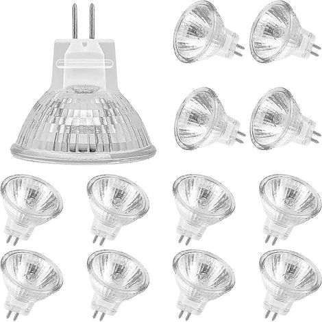 Lot de 12 ampoules halogènes MR11 GU4 12 V 20 W, dimmables, avec diffuseur en verre, pour plafonnier, 2 broches, blanc chaud 2700 K (réf. p2024112673) (1/4)