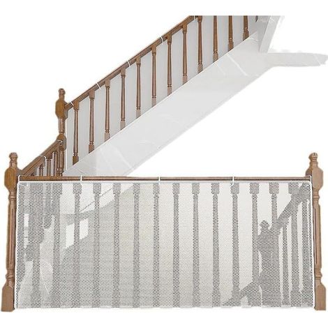 Filet de sécurité pour enfants de3 m, filet de protection pour escaliers, garde-corps pour balcon, garde-corps pour enfants, sécurité à domicile (blanc) (1/5)