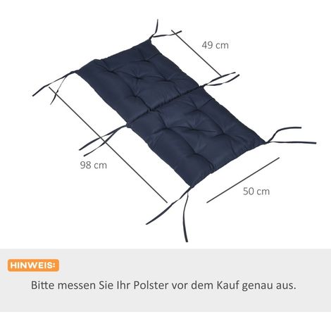 Cuscino per seduta 2 pezzi 98 x 50 x 8 cm con lacci, poliestere, blu scuro HAVRYA (1/4)