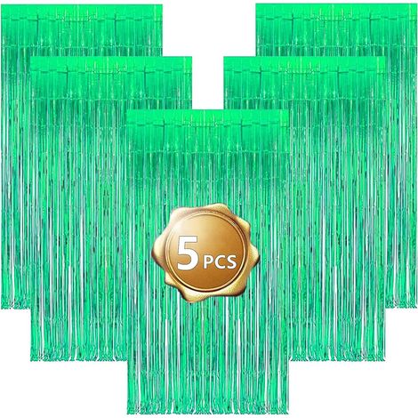 5 Rideau métallique, frange aluminium vert, décor fête mariage anniversaire Noël