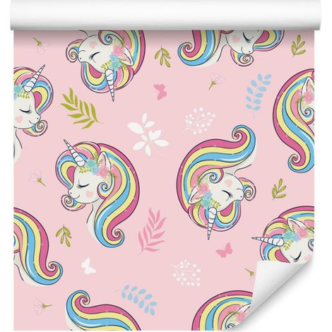 Papier peint féerique à motifs de plantes et de licornes pour salon et chambre 50x1000 cm (1/5)